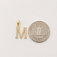 10K Gold Solid Franco Chain M Initial CZ Stone Pendant Set 1mm 16 18 20 22 Women