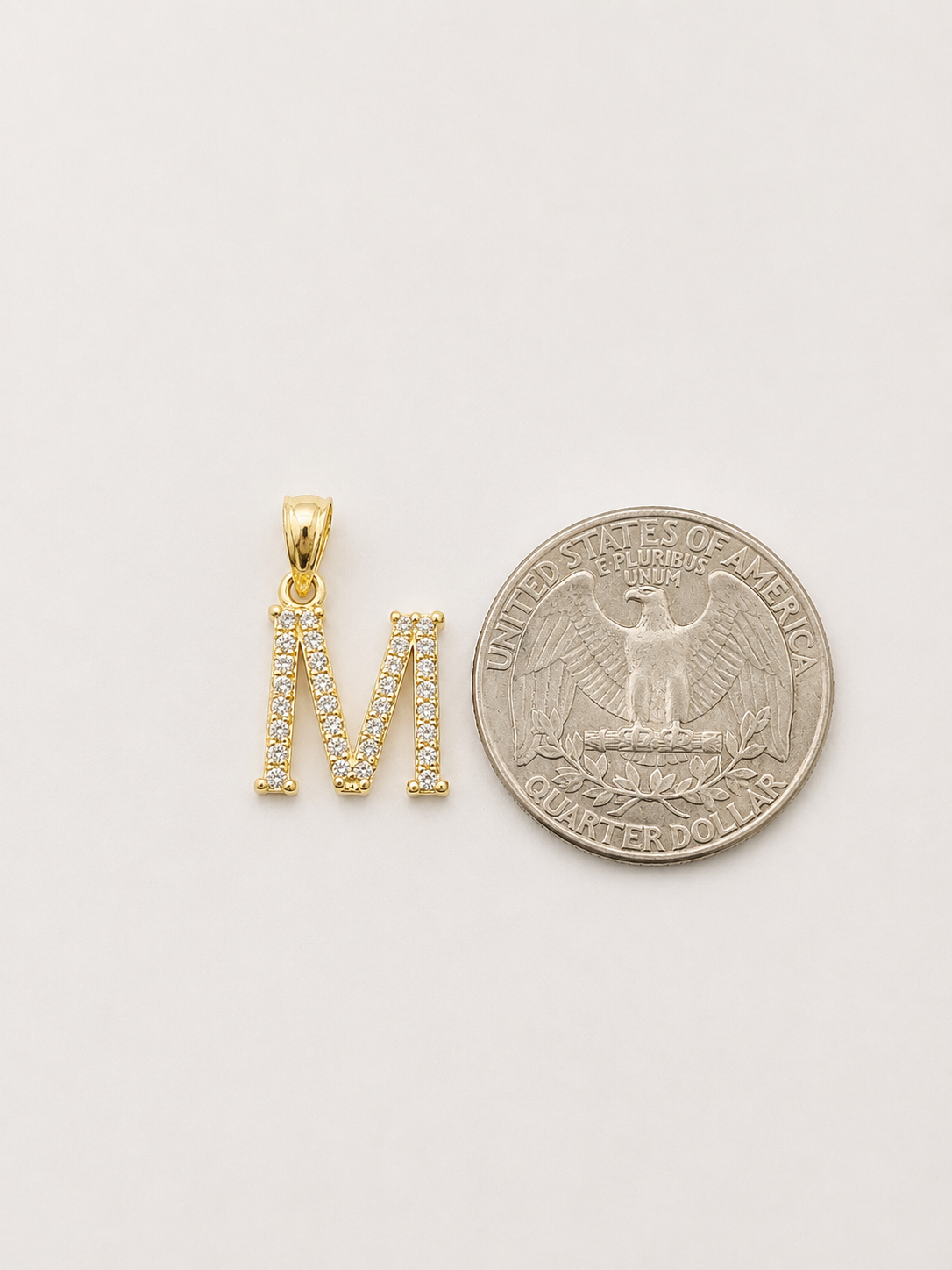 10K Gold Solid Franco Chain M Initial CZ Stone Pendant Set 1mm 16 18 20 22 Women