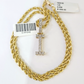 10k Rope Chain I Diamond Initial Charm Necklace Pendant Set 2mm 18"-24" Gold