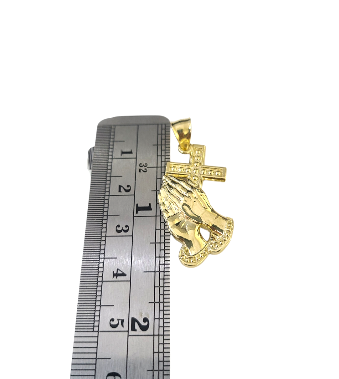 10k Gold Franco Chain Praying Hands Cross Pendant Necklace SET 2.5mm 18"-26"