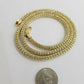10k Yellow Gold Iced Bead Chain Diamond Cut Men Women 24" Necklace 5mm REAL