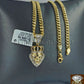 REAL 10k Gold & Diamond Lion Head Charm Miami Cuban Chain 24 Inch Men's Women