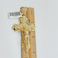 14k Yellow Gold Cross Jesus Crucifix Pendant 3 Inch 14kt CZ Charm Mens REAL 14kt

