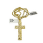 10k Gold Chain Cuban Curb 3mm Necklace Nugget Cross Charm Pendant Set 18"-28"