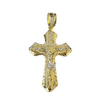 2" Diamond-Cut Jesus Crucifix Cross Pendant Real 10K Yellow White Gold / Men's