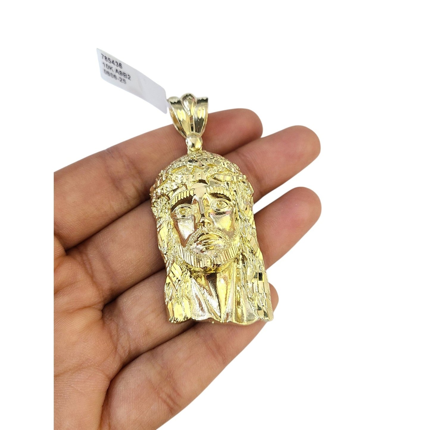 Real 10k Charm Pendant Religious Head Christ Yellow Gold 10KT