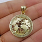 10k Gold Men Globe Diamond Cut Pendant 2.5mm Rope Chain 18 20 22 24 26 28 Inch