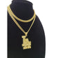 10K Yellow Gold Miami Cuban Link Chain Set Los Angeles Charm Pendant 4.5mm 18-28
