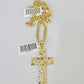 10k Nugget Cross Miami Cuban Chain 4mm 22 inch SET Necklace Pendant
