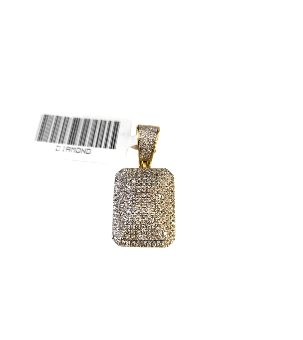 Real 10k Yellow Gold Pillow Diamond Charm Pendant 1'' inch Genuine 10kt
