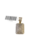 Real 10k Yellow Gold Pillow Diamond Charm Pendant 1'' inch Genuine 10kt