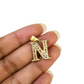 10k Gold Cuban Curb Chain Necklace N Initial Alphabet Pendant Charm 3mm Necklace