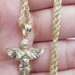 10k Yellow Gold Praying Angel Charm Diamond Cut Guardian Angel Pendant Real