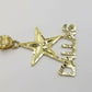 10K Yellow Gold Dallas Star Charm Diamond Cut Pendant Cowboy Men Women Real