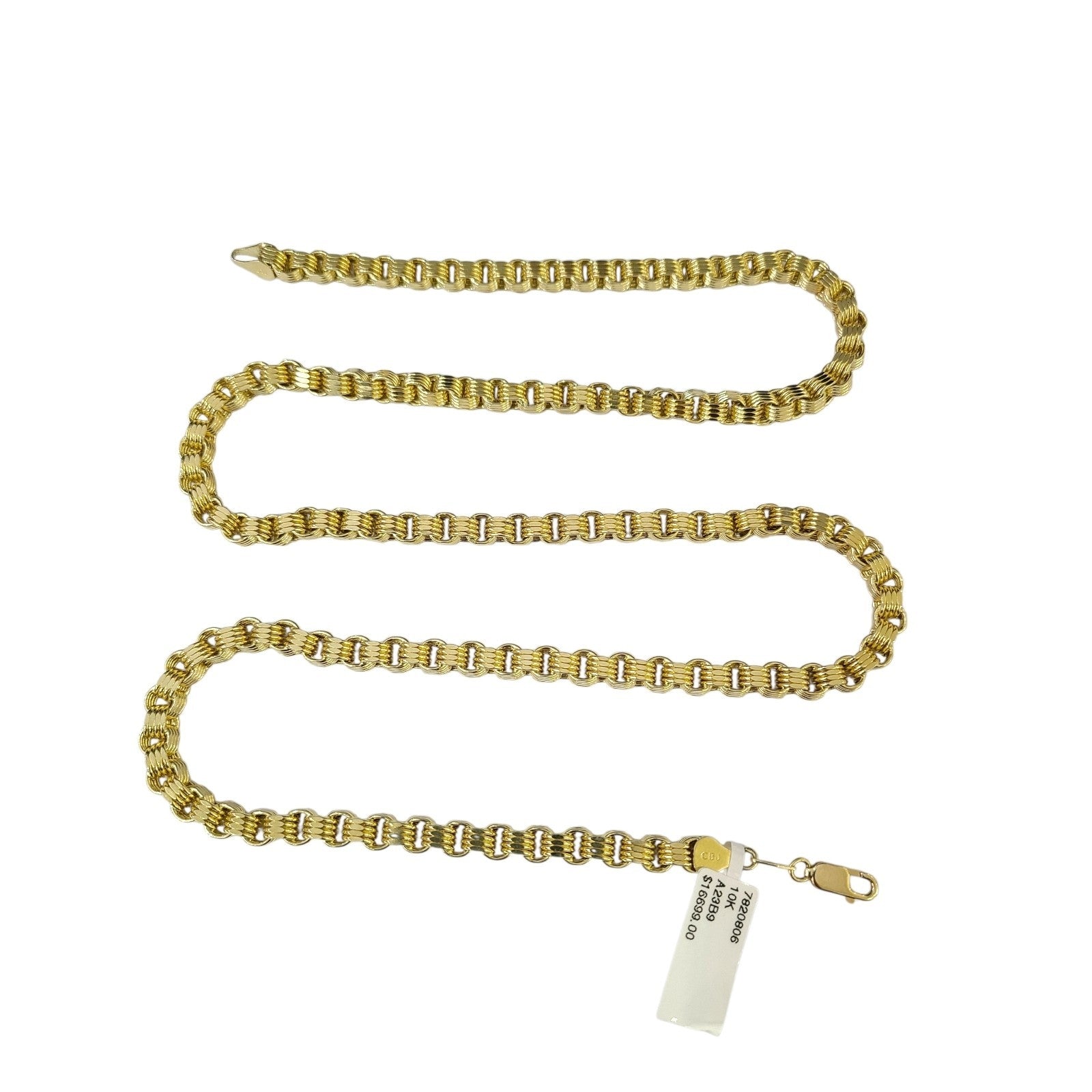 10K Yellow Gold Byzantine Chain Necklace 5mm 26 Inch 10kt Diamond Cuts Men's
