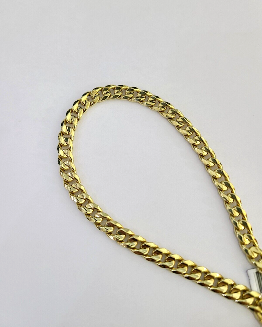 Real 10k Hollow Miami Cuban Link Chain Yellow Gold 6mm Necklace 22 Inch Genuine