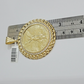 1947 Mexican Centenario Coin Charm Pendant Replica 50 pesos With Bezel 10kt Gold
