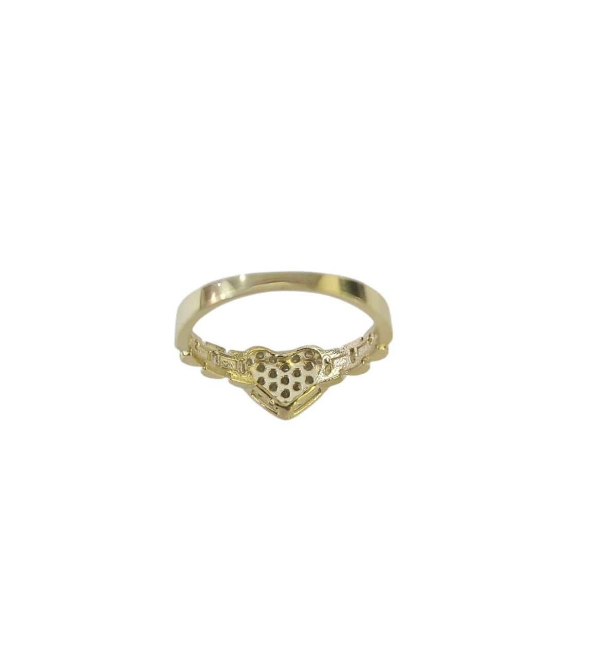 10k Yellow Gold Heart Ring CZ Stone Promise Engagement Wedding Women Ladies