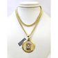 10K Gold Miami Cuban Chain Jesus Christ 20"-28" 3mm Pendant Necklace SET