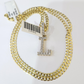 10k Gold Chain Necklace Cuban Curb L Diamond Initial Pendant Set 3mm 20"-30"