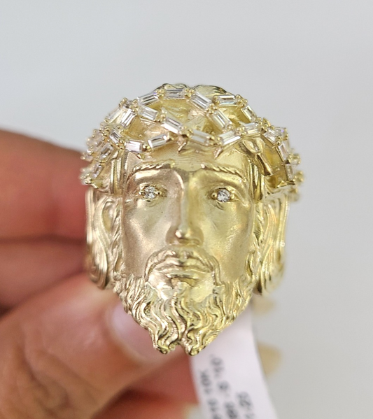 10k Jesus Head Ring Casual Band Yellow Gold Genuine Brand New Religious