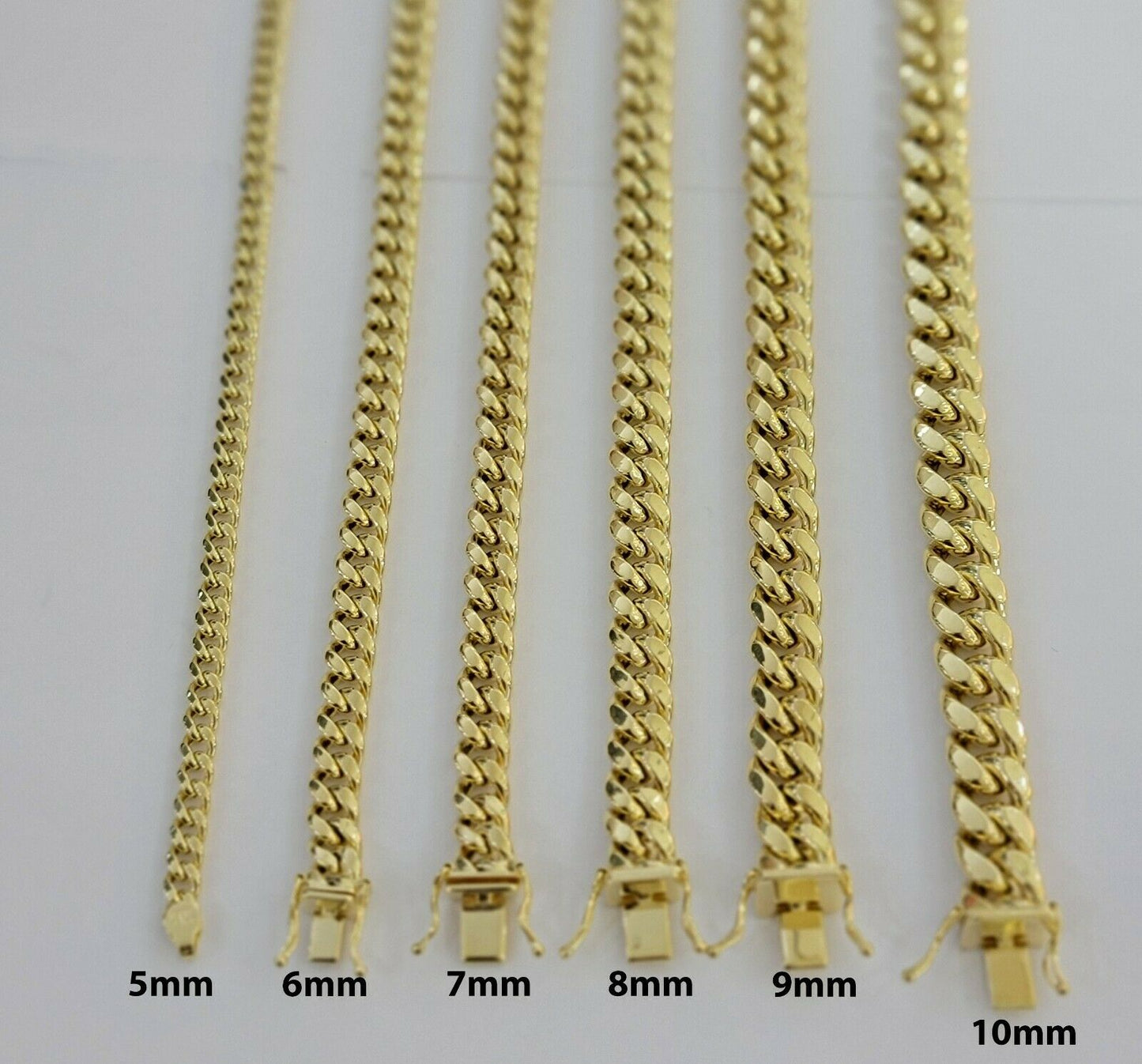 Real 10k Yellow Gold chain Bracelet 5mm-10mm Miami Cuban Link Necklace 8"-30"