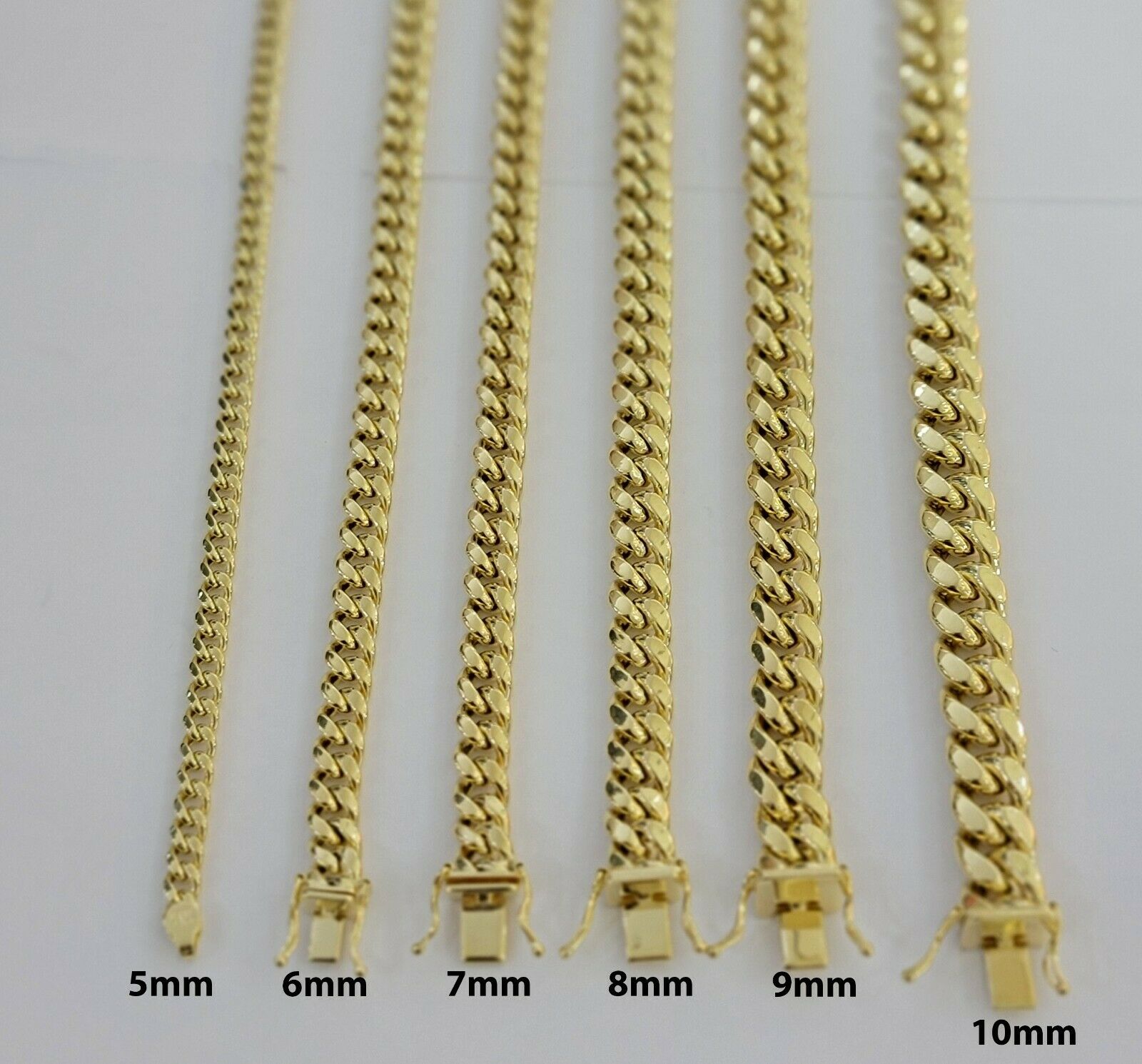 Real 10k Yellow Gold chain Bracelet 5mm-10mm Miami Cuban Link Necklace 8"-30"