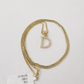 10K Gold Solid Franco Chain D Initial CZ Stone Pendant Set 1mm 16 18 20 22 Women