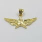 10k Gold Mens Starwings Charm Pendant 2.5mm Rope Chain in 18 20 22 24 26 28 Inch