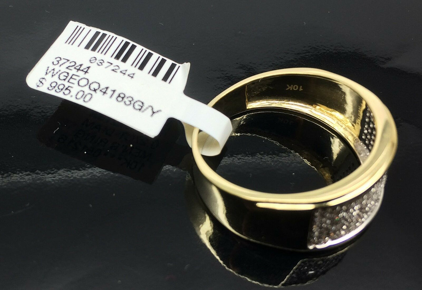 Mens 10K Yellow Gold Band Ring Wedding Engagement Size 10 Natural Diamond