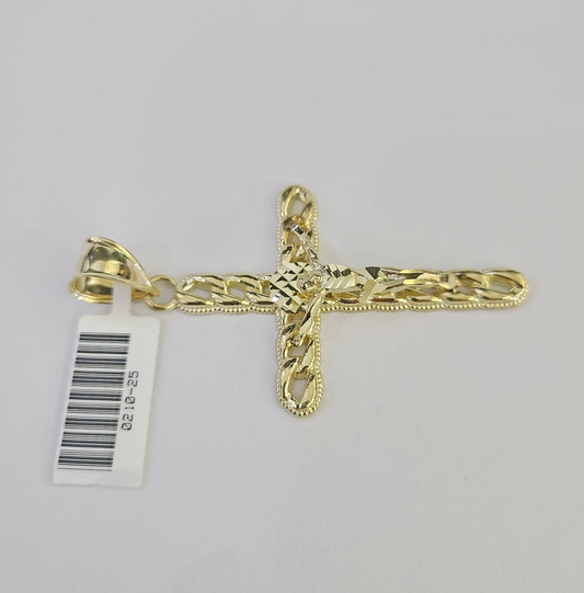 10K Jesus Cross Pendant Crucifix Charm 2.5 Inch Yellow Gold Genuine