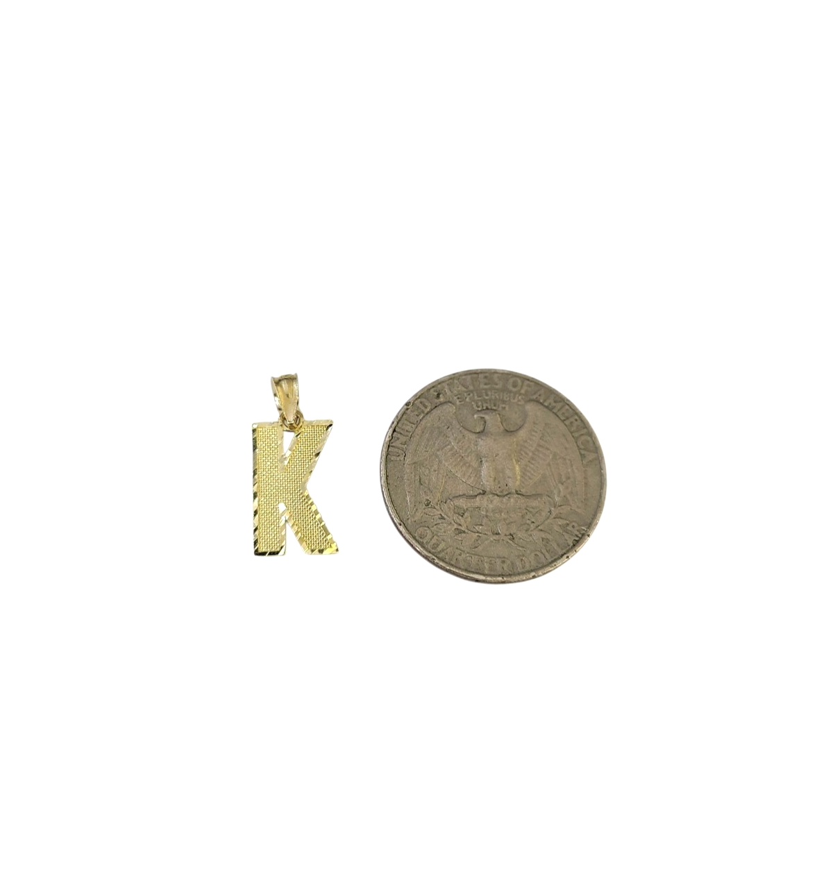 10K Yellow Gold K Initial Charm Pendant Alphabet Real 10kt Men Women