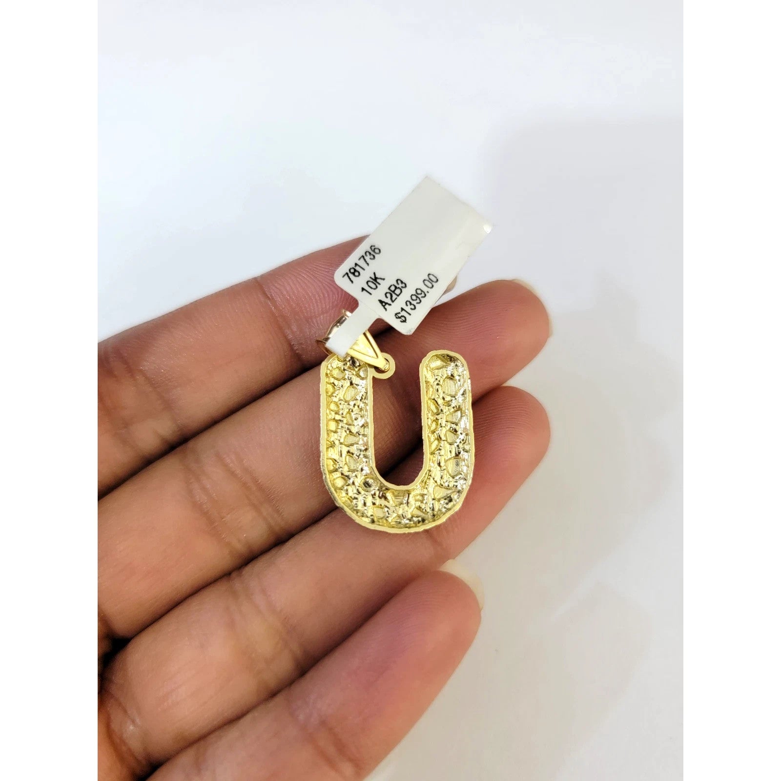10k Gold Franco Chain 2.5mm U Nugget Initial Charm 16"-26" Pendant Necklace SET