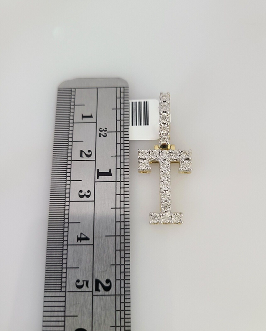 10k Gold Solid Miami Cuban Chain T Initial Diamond Pendant 2.5mm 18"-24" Set