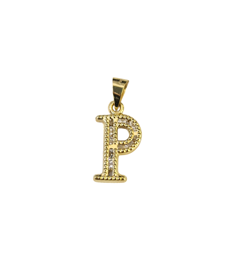 10k 2.5mm Rope Chain P Initial Alphabet Pendant 16"-28" Gold Set Charm Necklace