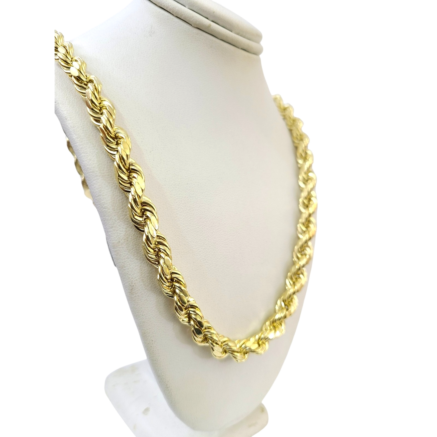 10k Yellow Gold Rope Necklace Chain 8mm 20-30 Inch Diamond Cuts Men's 10kt