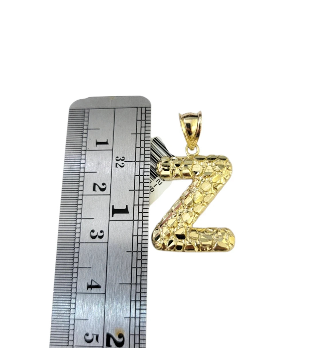 Real 10k Rope Chain 3mm 18"-28" Set Z Necklace Nugget Initial Charm Pendant Gold