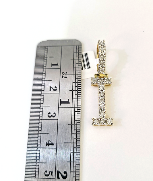 REAL 10k Yellow Gold Palm Chain I Diamond Initial Pendant Charm 3mm SET Necklace