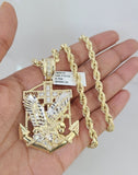 10kt Gold Rope Chain Eagle Anchor Pendant Charm Set 18"-30'' Inch 5mm Necklace