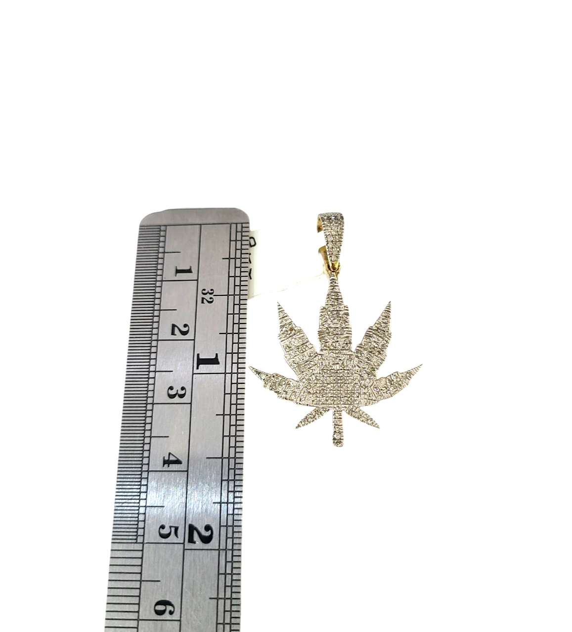 Real 10k Solid Figaro Chain Leaf Diamond Charm Necklace SET 4mm 22" Pendant