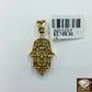 Solid 10k Yellow Gold Diamond Hamsa Hand Charm with 26" Miami Cuban Chain
