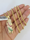 10k Palm Chain Saint Jude Charm Pendant 3mm Set 18"-26" in Necklace