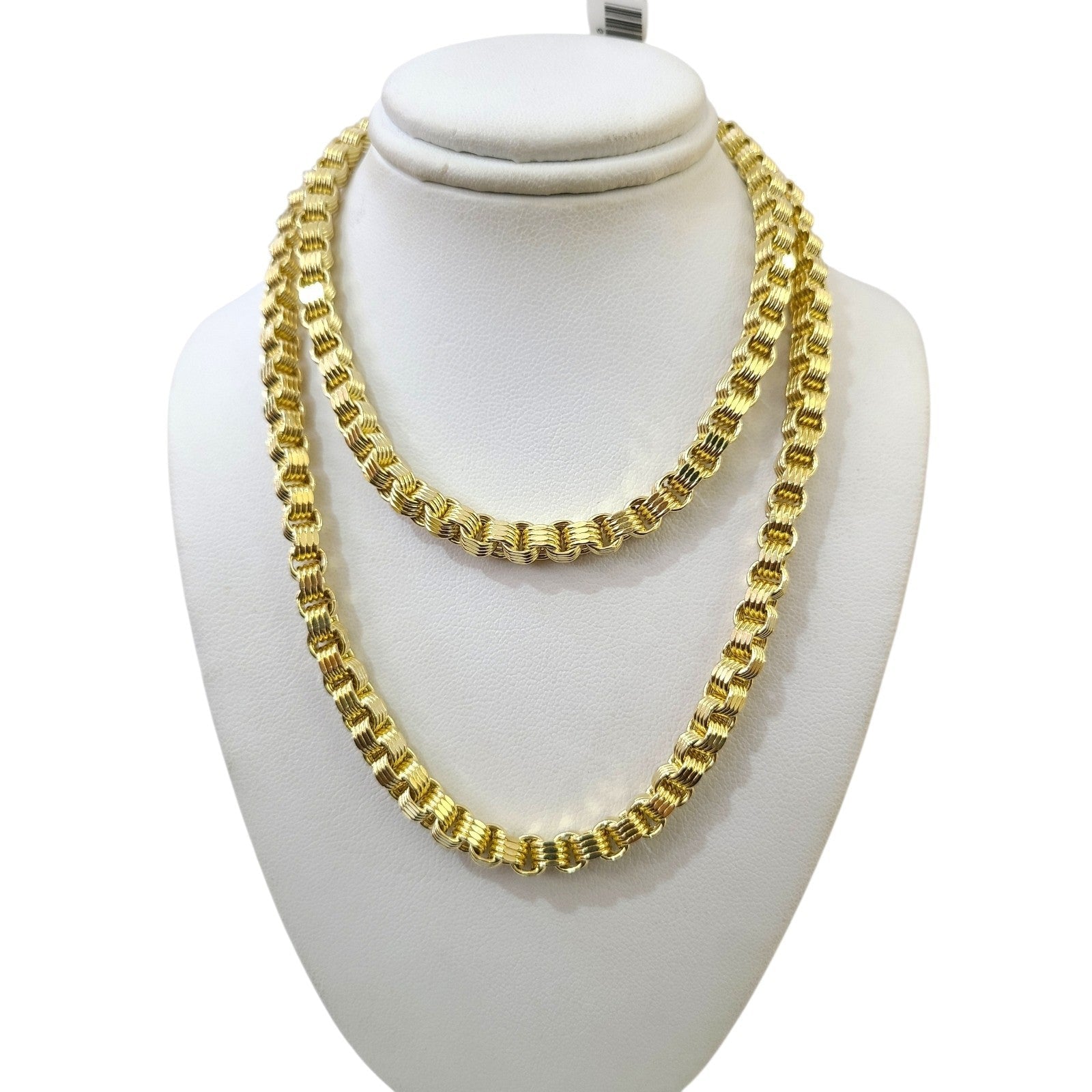 10K Yellow Gold Byzantine Chain Necklace 5mm 26 Inch 10kt Diamond Cuts Men's