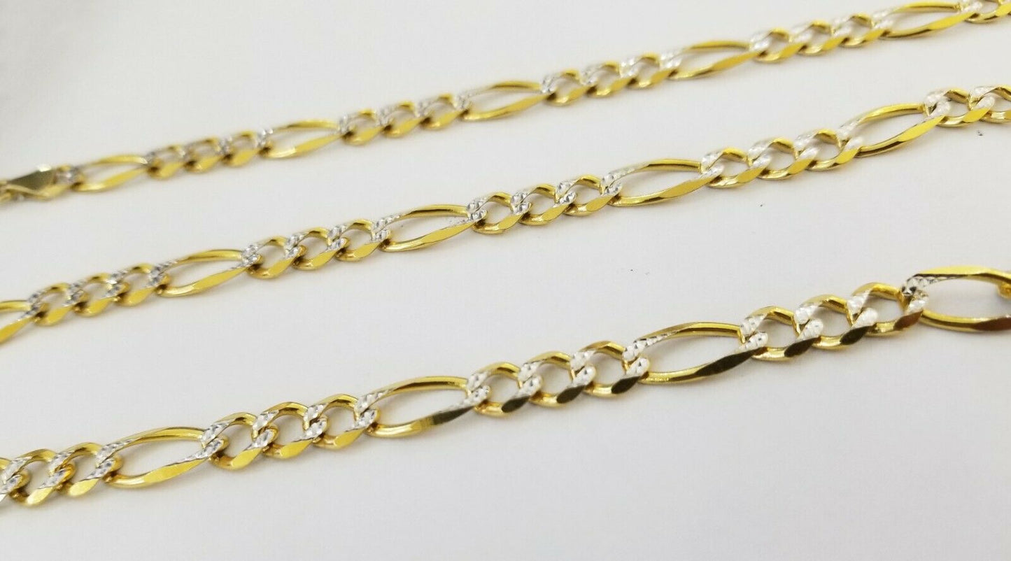 22" Real 14K Yellow Gold Figaro Link Chain 6mm Necklace Diamond Cut Lobster