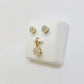 Rea 10k Gold Diamond Charm Pendant Earring Set for Ladies/ Women with FREE Chain