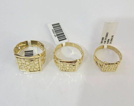 10k Nugget Ring Yellow Gold Women Men Real Genuine