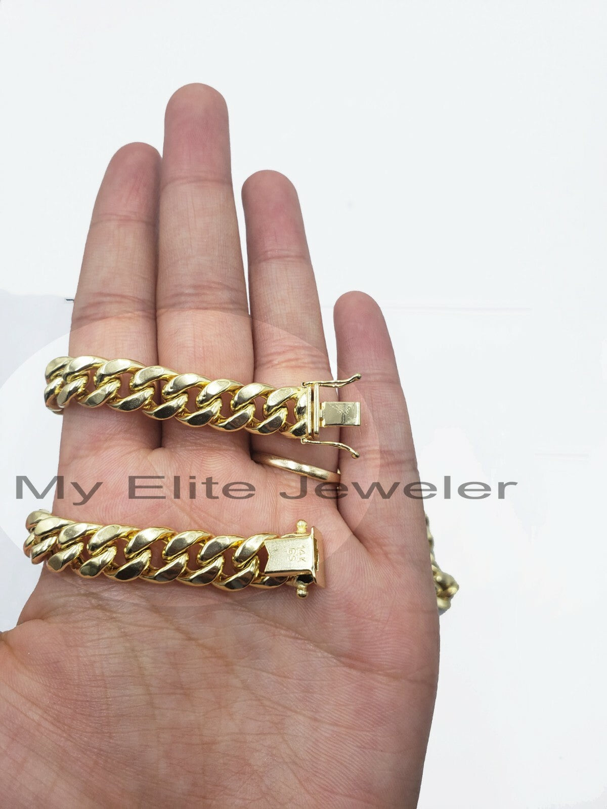 10mm 14k Yellow Gold Chain Necklace Miami Cuban Link Men Real 14kt Gold 28 Inch