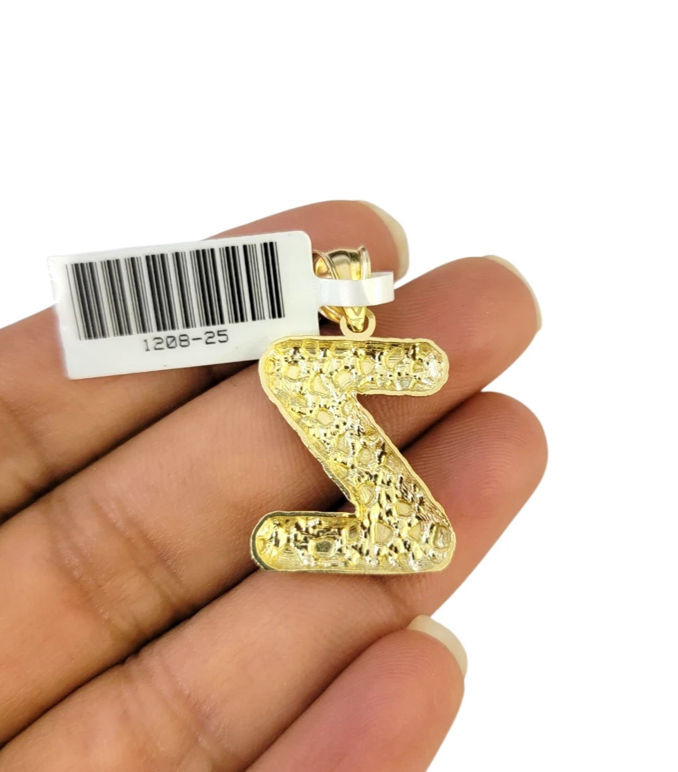 Real 10k Rope Chain 3mm 18"-28" Set Z Necklace Nugget Initial Charm Pendant Gold