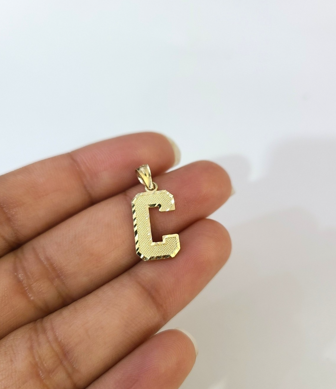 10K Yellow Gold C Initial Charm Pendant Alphabet Real 10kt Men Women