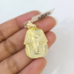 10k Gold Pharaoh Head Charm Pendant Chain Cuban Curb 3mm Necklace Set 18"-28"